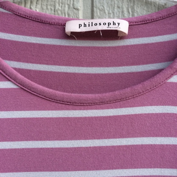 Ruffles striped blouse purple white shirt sleeve - Picture 5 of 5